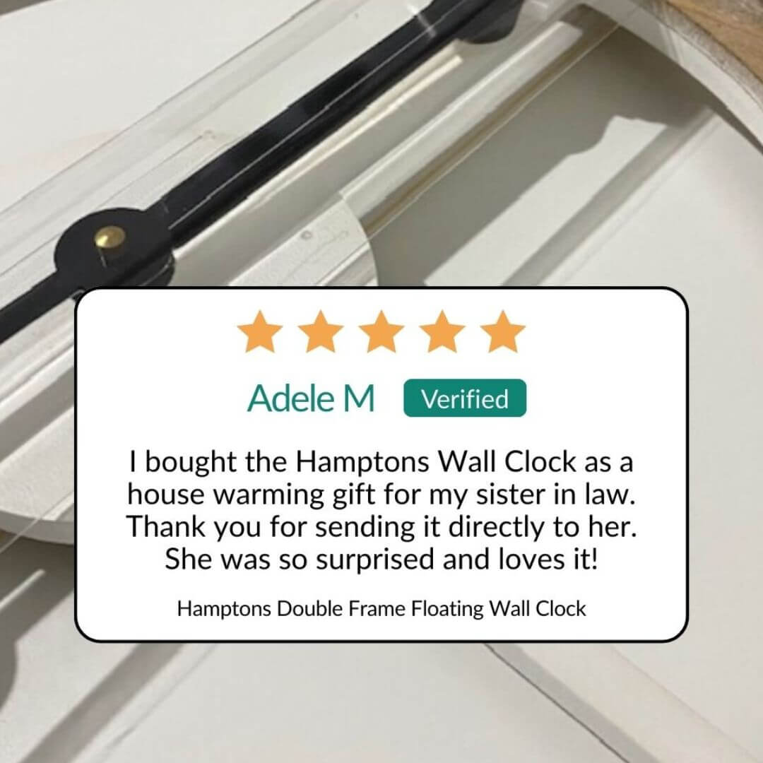 Large 60cm 80cm Hamptons Double frame floating wall clock 5 Star customer review by Adele