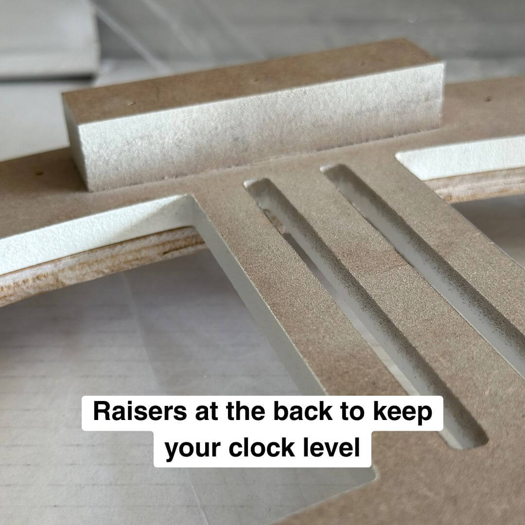 Large 60cm 80cm Hamptons Double frame floating wall clock back view of raisers clock level