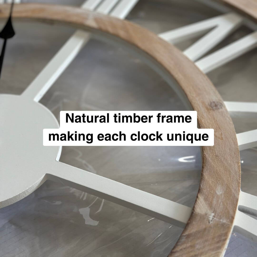 Large 60cm 80cm Hamptons Double frame floating wall clock with white clock face and black hands