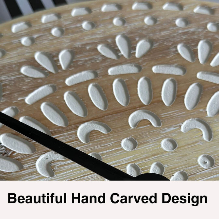 60cm Carved Industro Hamptons Wall Clock Large - Wood, Black, White