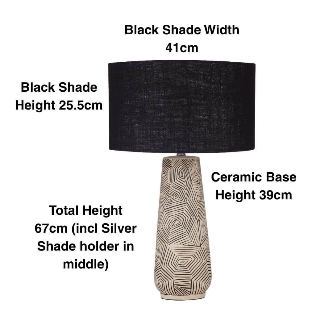 67cm Caritas Black Shade Table Lamp sizes