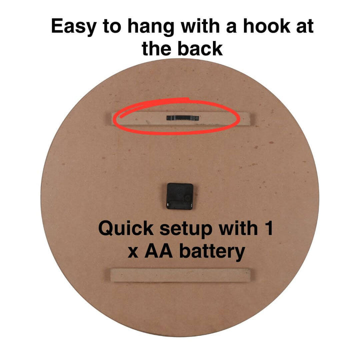 The back view of a 70cm Hamptons Giro large Wall Clock for your kitchen, living room dining room hallway and office.