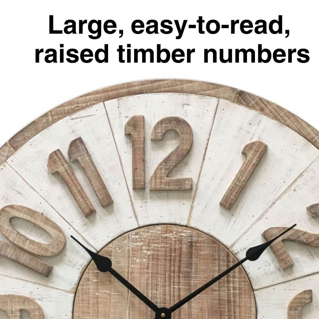 The 70cm Hamptons Giro Large Wall Clock with large, easy-to-read numbers on a white background
