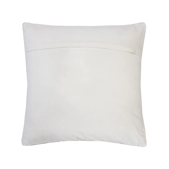 The square 45cm Anka Ivory Macrame Cushion with an elegant hand crafted diamond macrame pattern.