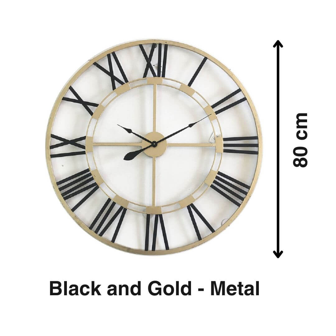 The big Aura Floating Wall Clock is a stylish, luxurios 80cm black and gold metal wall clock