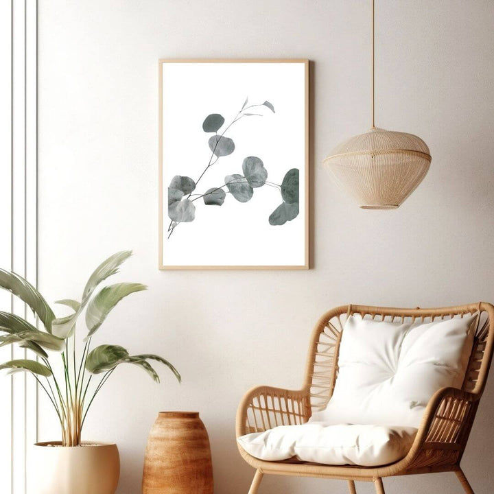A wall art photo print of an Australian native eucalyptus leaves B with a timber frame for the living room by Beautiful HomeDecor
