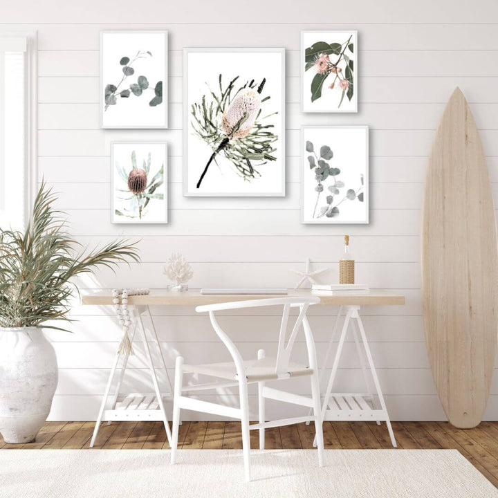 Australian Natives wall art gallery set of prints to decorate your empty dining room walls