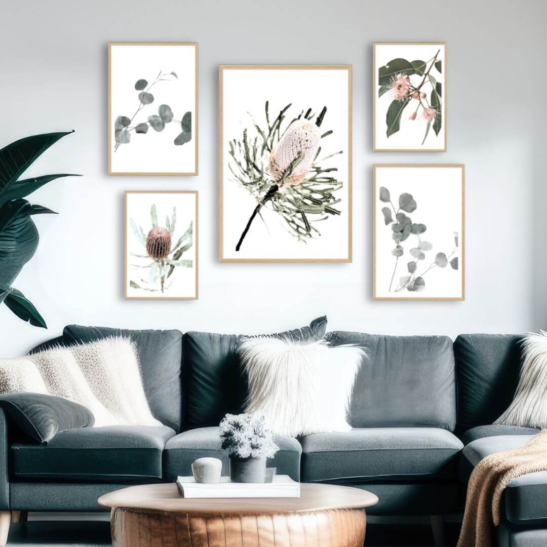 Australian Natives wall art prints gallery set to style your dining room available unframed or framed