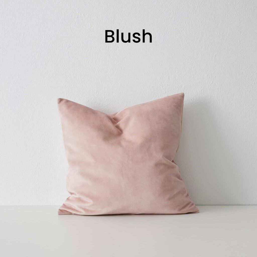 Ava Blush Pink Square Velvet Cushion 50cm Square Weave Cushions Covers Feather Insert