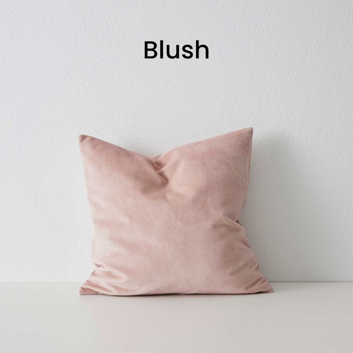 Ava Blush Pink Square Velvet Cushion 50cm Square Weave Cushions Covers Feather Insert