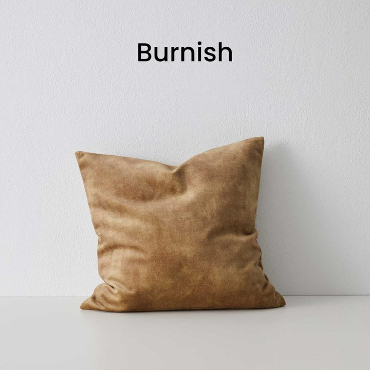 Ava Burnish Brown Square Velvet Cushion 50cm by Weave Cushions Covers Feather Insert