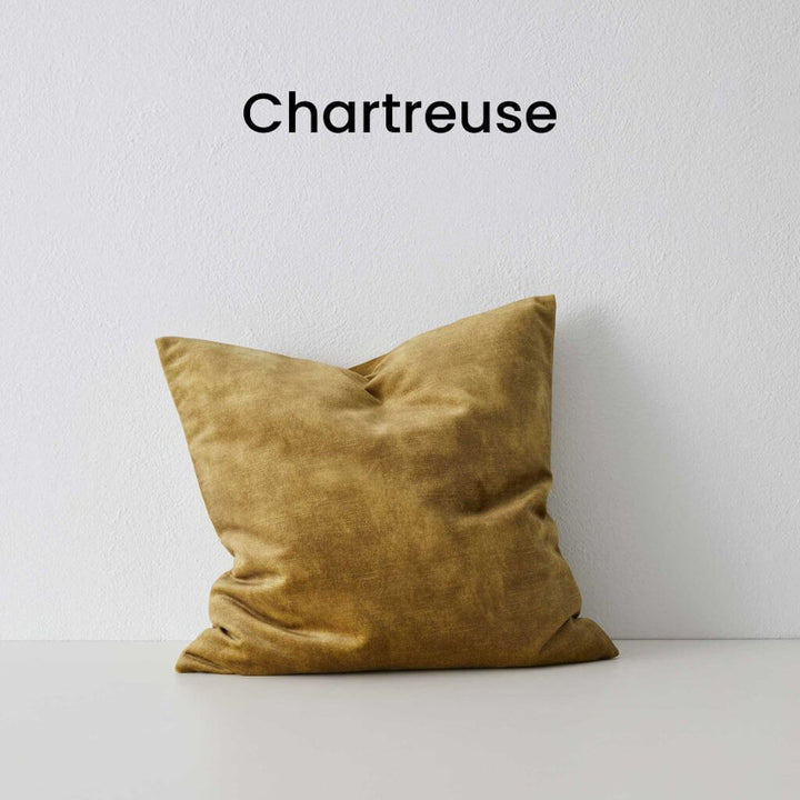 Ava Ochre Orange Velvet Cushion 50cm Square Weave Cushions Covers Feather Insert