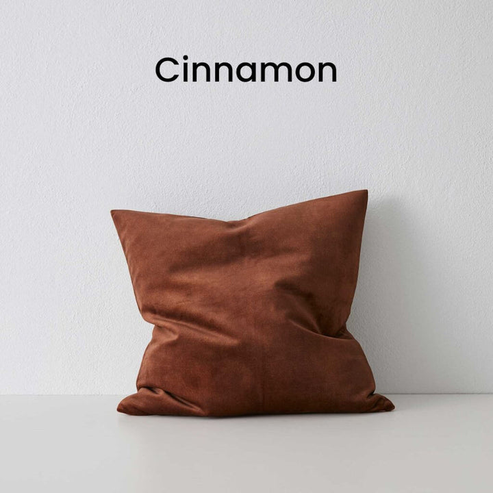Ava Cinnamon Brown Square Velvet Cushion 50cm by Weave Cushions Covers Feather Insert