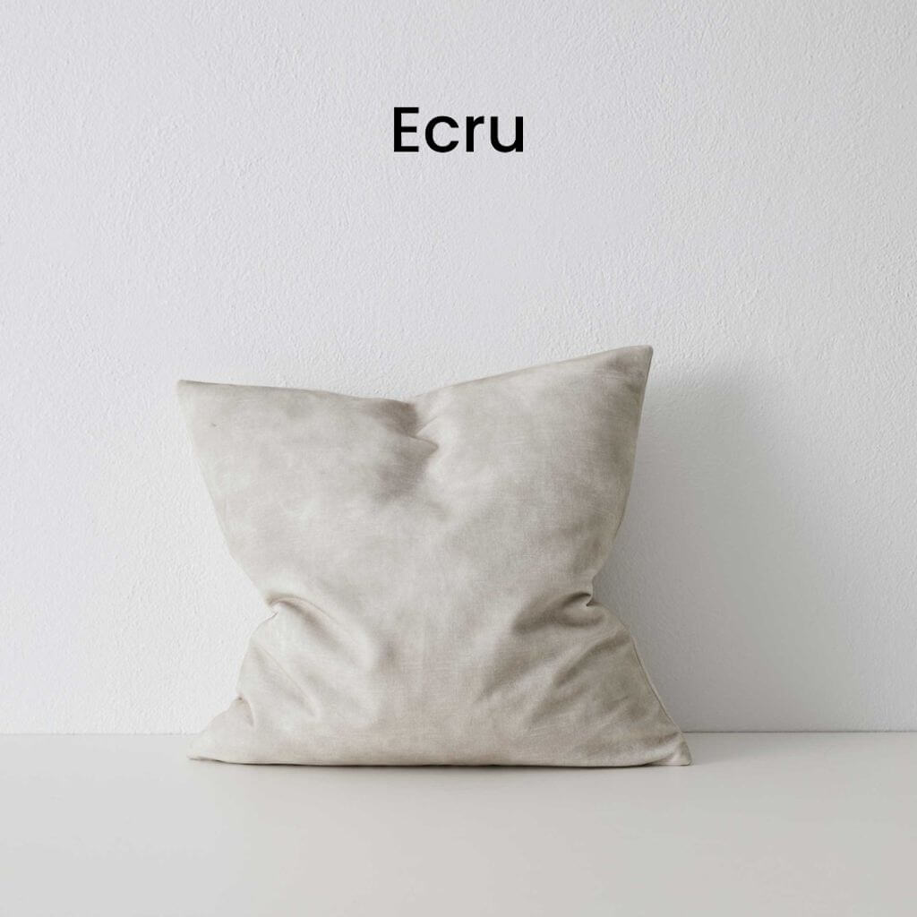 Ava Ecru White Velvet Cushion 50cm Square Weave Cushions Covers Feather Insert