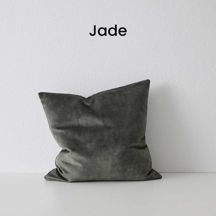 Ava Jade Green Velvet Cushion 50cm Square Weave Cushions Covers Feather Insert
