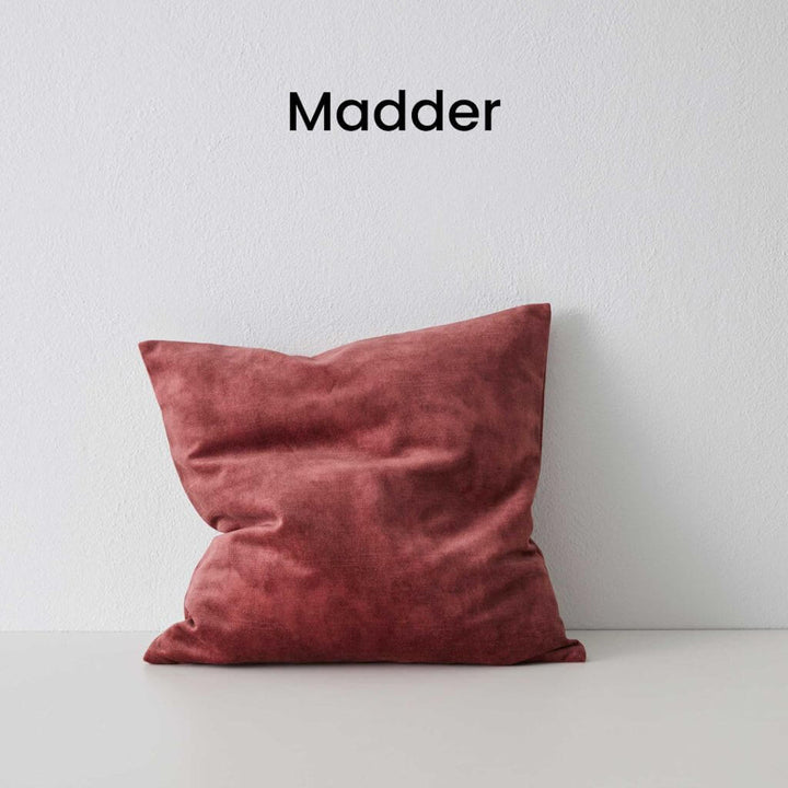 Ava Madder Red Square Velvet Cushion 50cm by Weave Cushions Covers Feather Insert