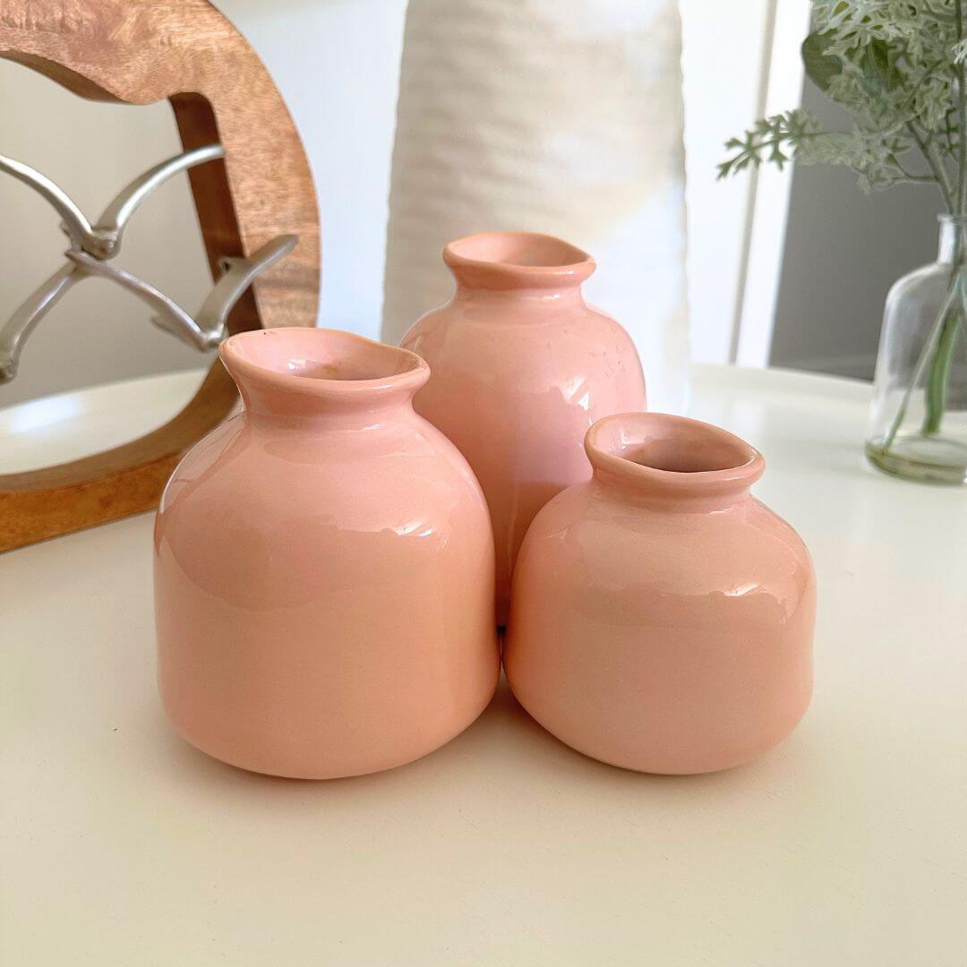 Boca Salmon Pink Ceramic Vases home decor accessories available in 3 sizes to style your table