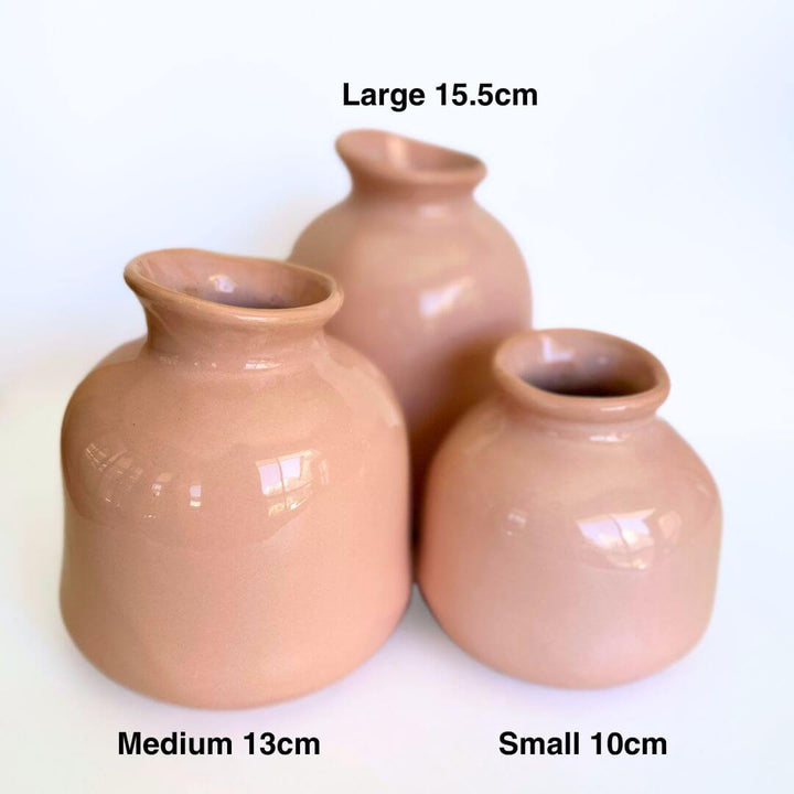 Boca Salmon Pink Ceramic Vases available in 3 sizes small, medium and large