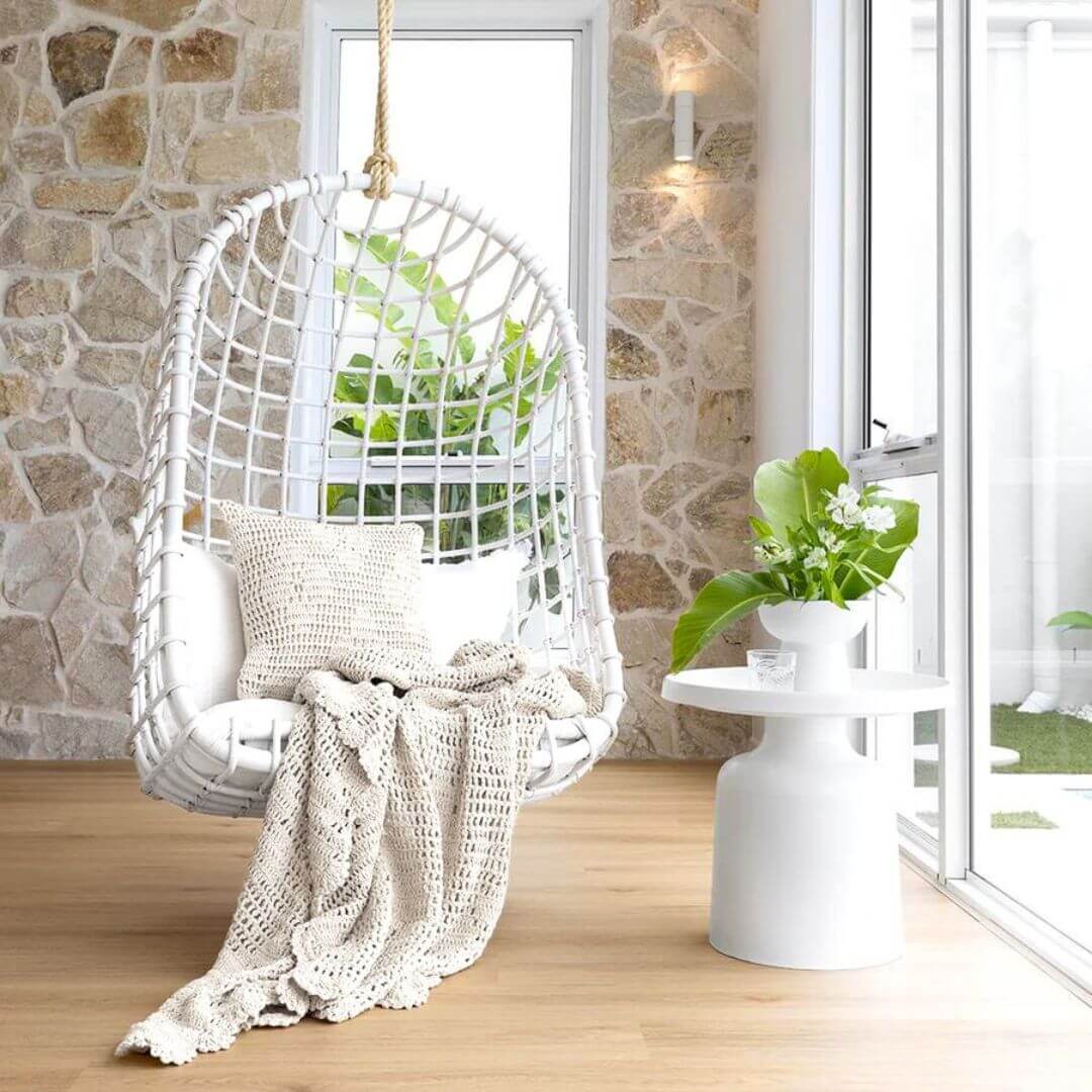 Matching Callista Ivory Crochet Cushion and Throw Set to decorate your accent chair