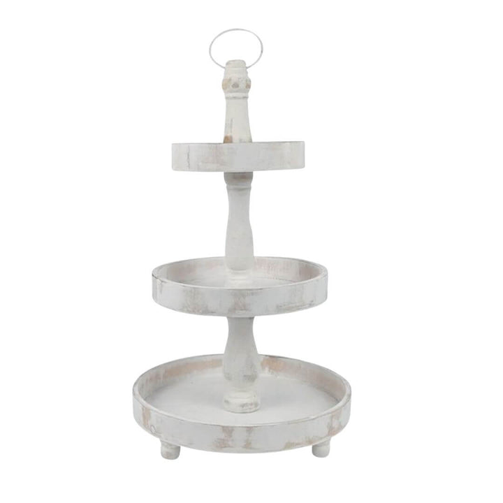 Cape 3 Tier Round Stand White Wash 65cm Cup Cake Christmas Decorative Tray