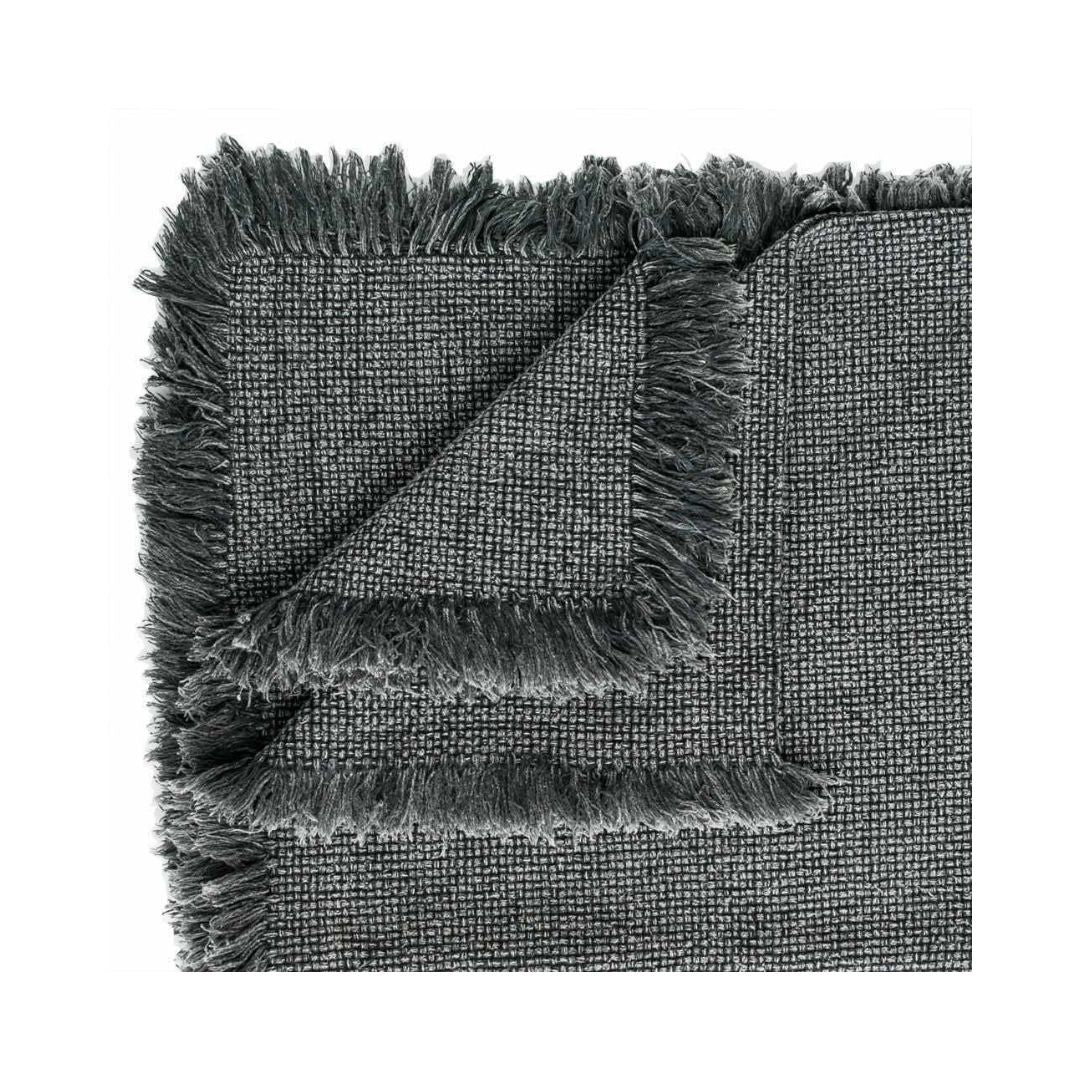 A stylish slate grey throw part of the Square 50cm Chelsea Fringe Cotton Cushion and Throw Bundle Set