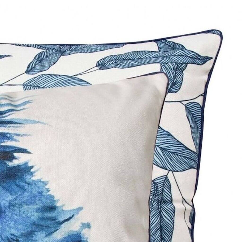 Double-sided Cockatoo Blue Bird Cushion with removable cover, perfect for outdoor patio or sofa