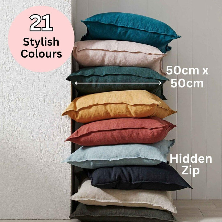 Como Square Linen Cushion measure 50cm and have a hidden zip, shop online Australia wide delivery.