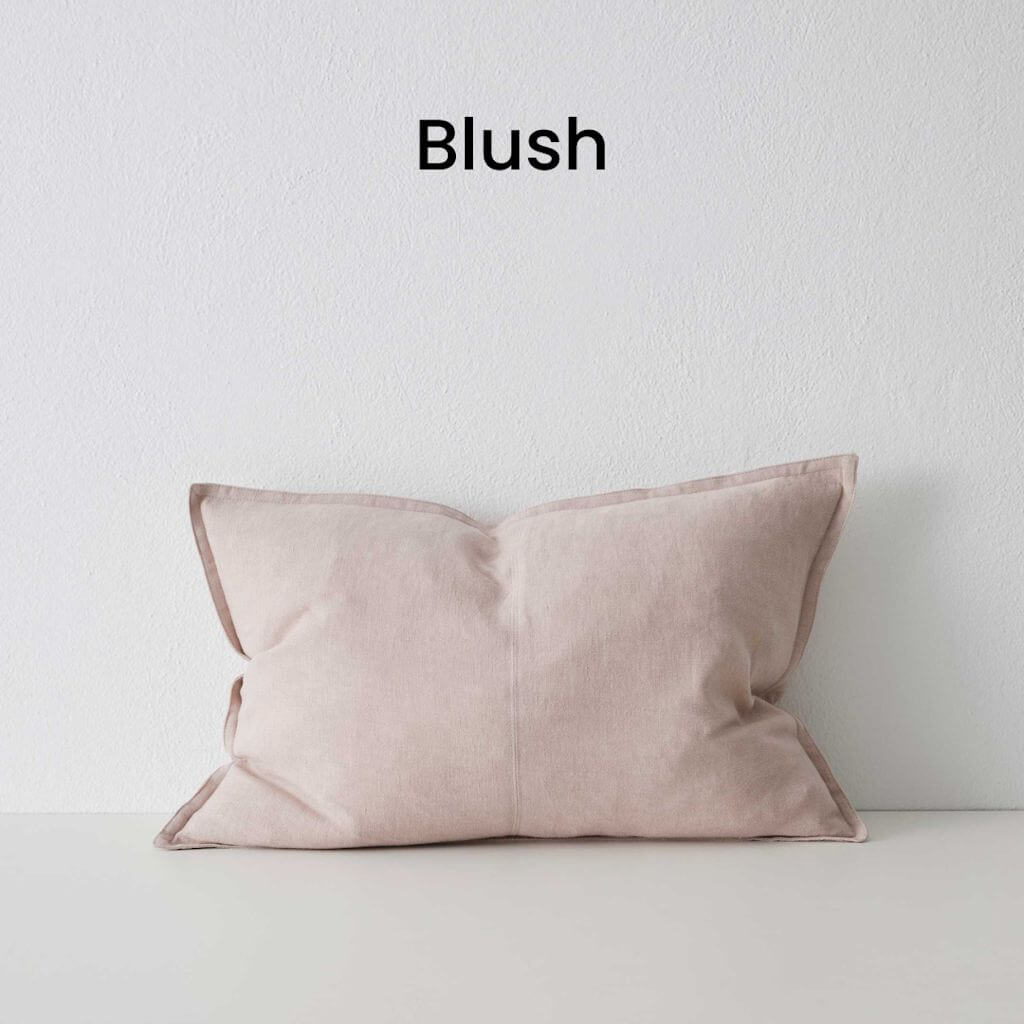 Como Blush Pink European Linen Cushion Lumbar 40cm 60cm Weave Cushions Covers Feather Inserts