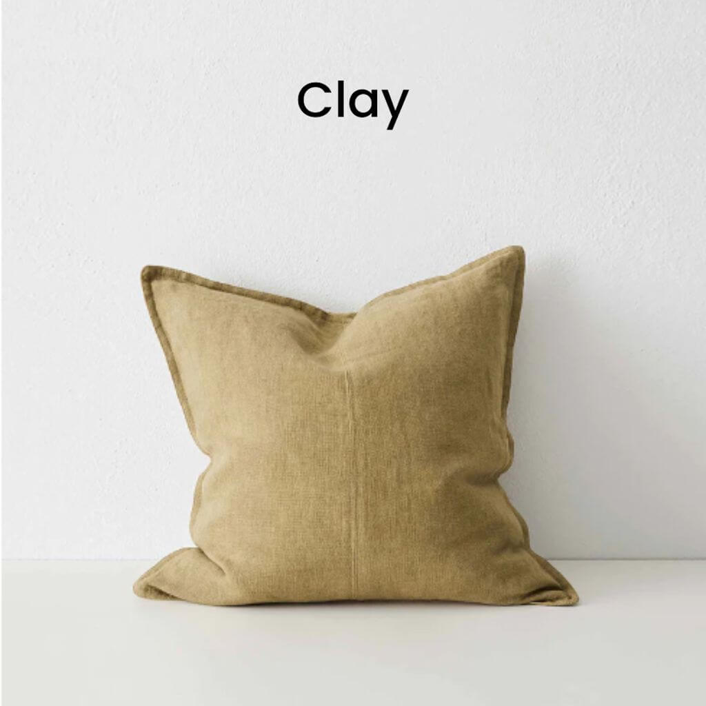 Como Clay Brown Square Linen Cushion 50cm Weave Cushions Covers Feather Inserts