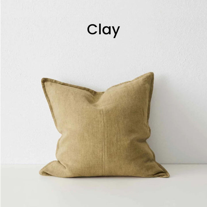 Como Clay Brown Square Linen Cushion 50cm Weave Cushions Covers Feather Inserts