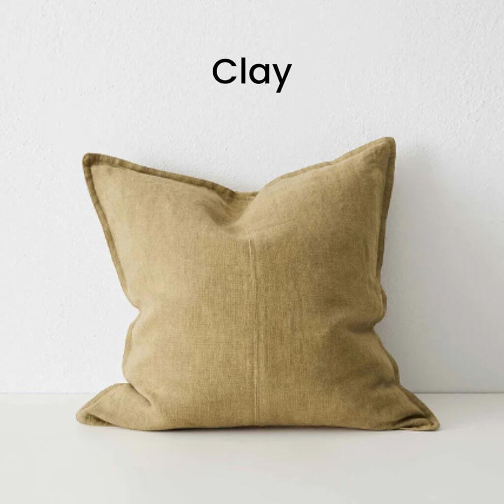 Como Clay Brown Square Linen Cushion 60cm Weave Cushions Covers Feather Inserts