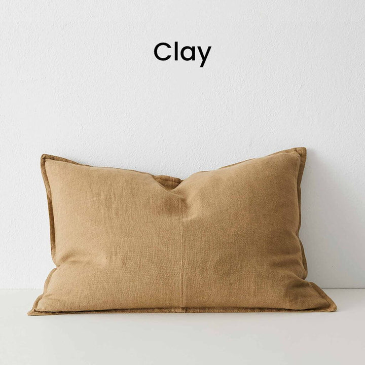 Como Clay Brown rectangle linen cushion 40cm 60cm Weave Cushions Covers Feather Inserts