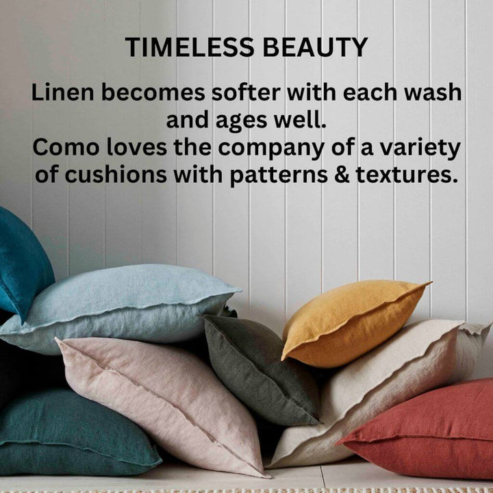 Como 60cm Linen cushions become softer with each wash and age well.