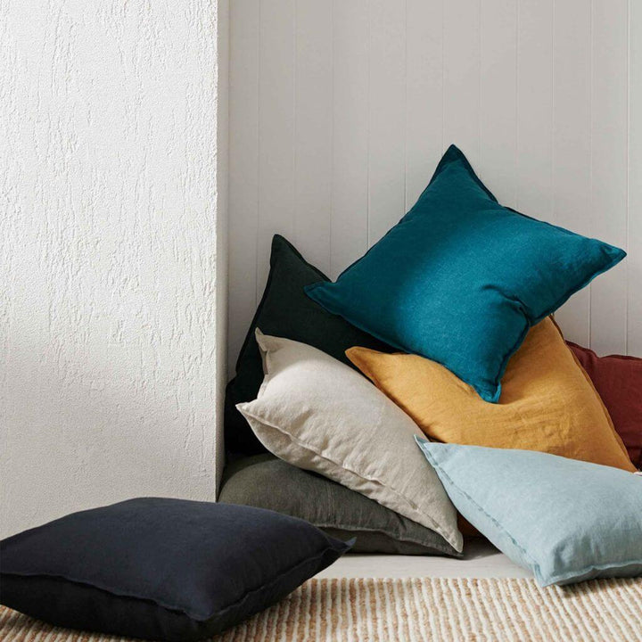Como Square Linen Cushion 50cm by 50cm Weave Cushions Covers Feather Inserts