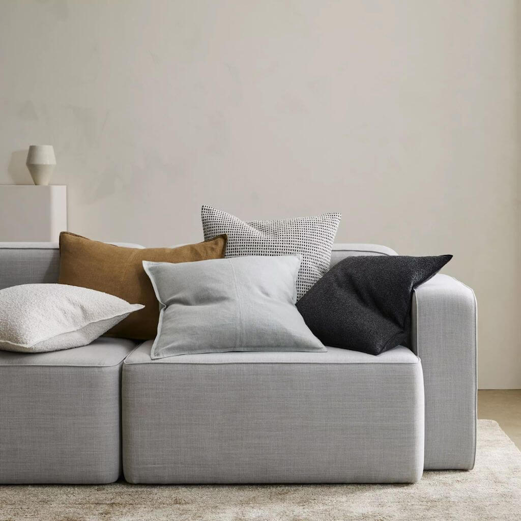 Como Linen cushions in 60cm to decoarte your bedroom or living room alongside other square scatter cushions