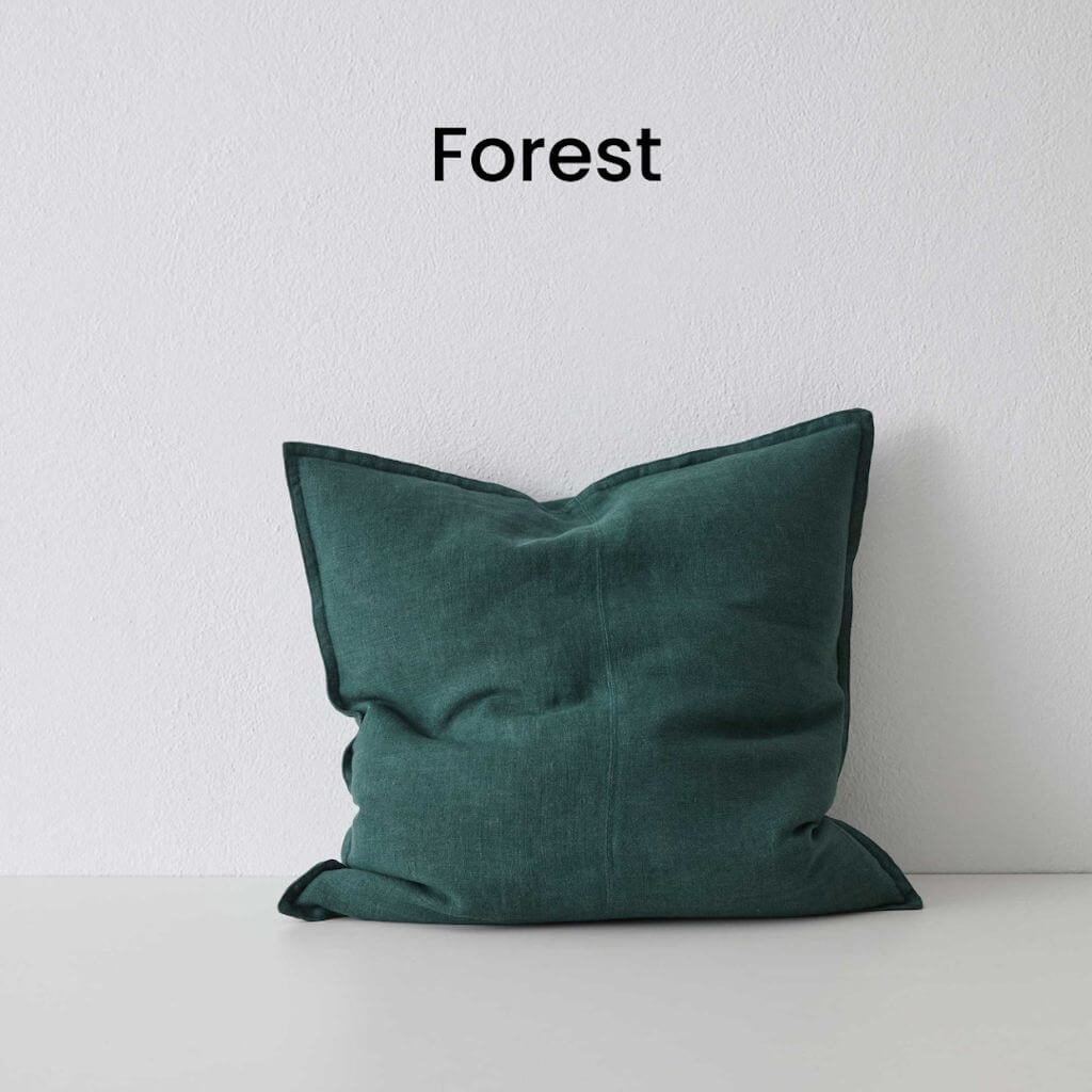 Como Forest Green Square Linen Cushion 50cm Weave Cushions Covers Feather Inserts
