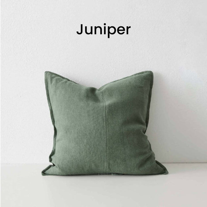 Como Juniper Green Square Linen Cushion 50cm Weave Cushions Covers Feather Inserts