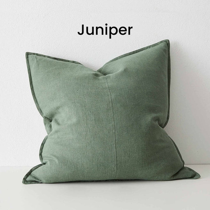 Como Juniper Green Square Linen Cushion 60cm Weave Cushions Covers Feather Inserts