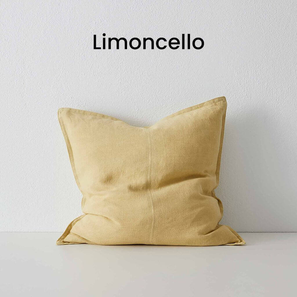 Como Limoncello Yellow Square Linen Cushion 50cm Weave Cushions Covers Feather Inserts