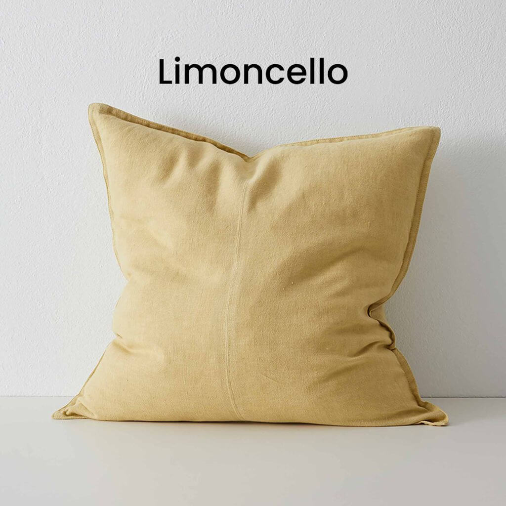 Como Limoncello Yellow Square Linen Cushion 60cm Weave Cushions Covers Feather Inserts