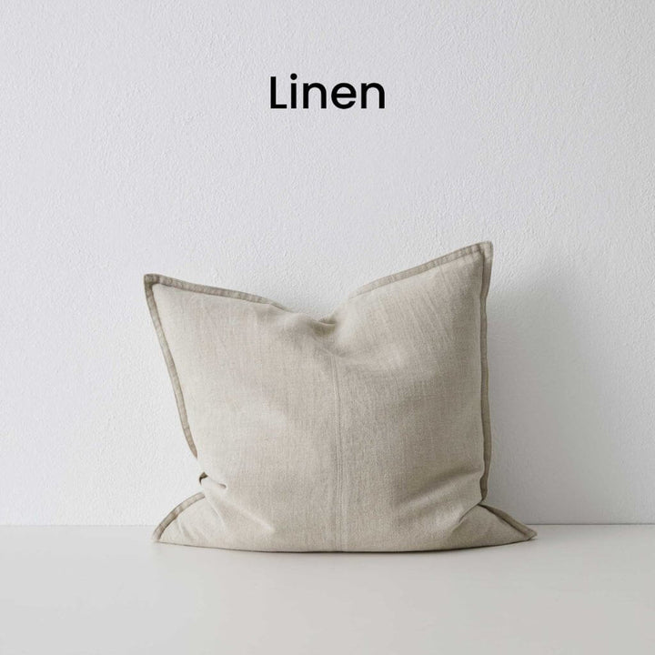 Como Linen White Square Linen Cushion 50cm Weave Cushions Covers Feather Inserts