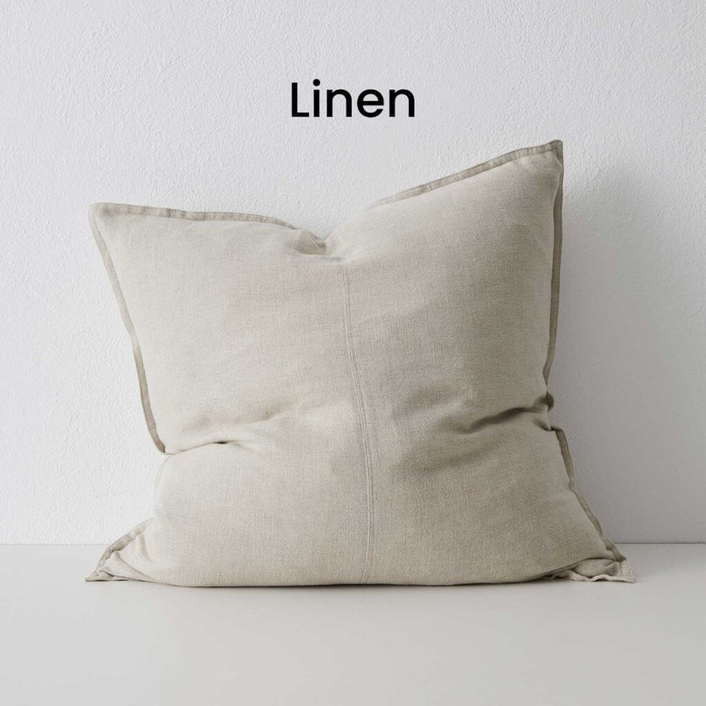 Como Linen White Square Linen Cushion 60cm Weave Cushions Covers Feather Inserts