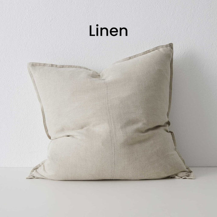 Como Linen White Square Linen Cushion 60cm Weave Cushions Covers Feather Inserts
