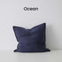 Como Ocean Blue European Linen Cushion 50cm Weave Cushions Covers Feather Inserts