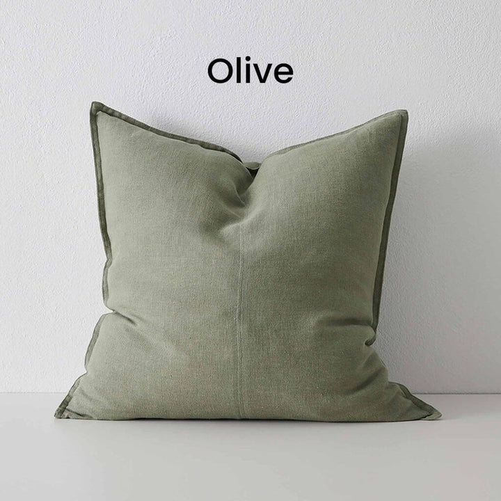 Como Olive Green Square Linen Cushion 60cm Weave Cushions Covers Feather Inserts