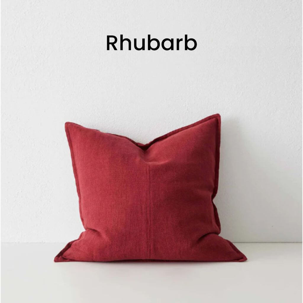 Como Rhubarb Red Square Linen Cushion 50cm Weave Cushions Covers Feather Inserts