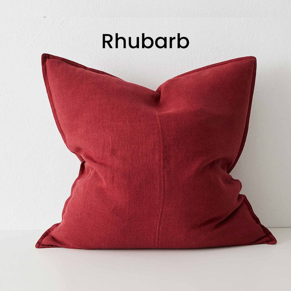Como Rhubarb Red Square Linen Cushion 60cm Weave Cushions Covers Feather Inserts
