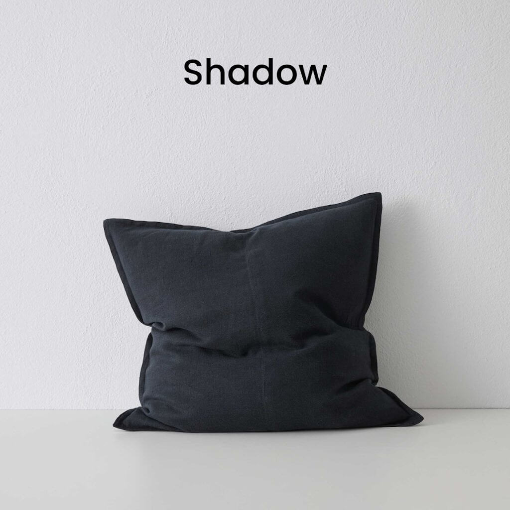 Como Shadow Black Square Linen Cushion 50cm Weave Cushions Covers Feather Inserts