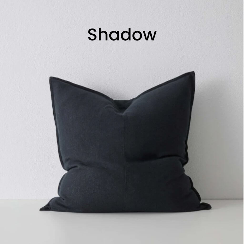 Como Shadow Black Square Linen Cushion 60cm Weave Cushions Covers Feather Inserts