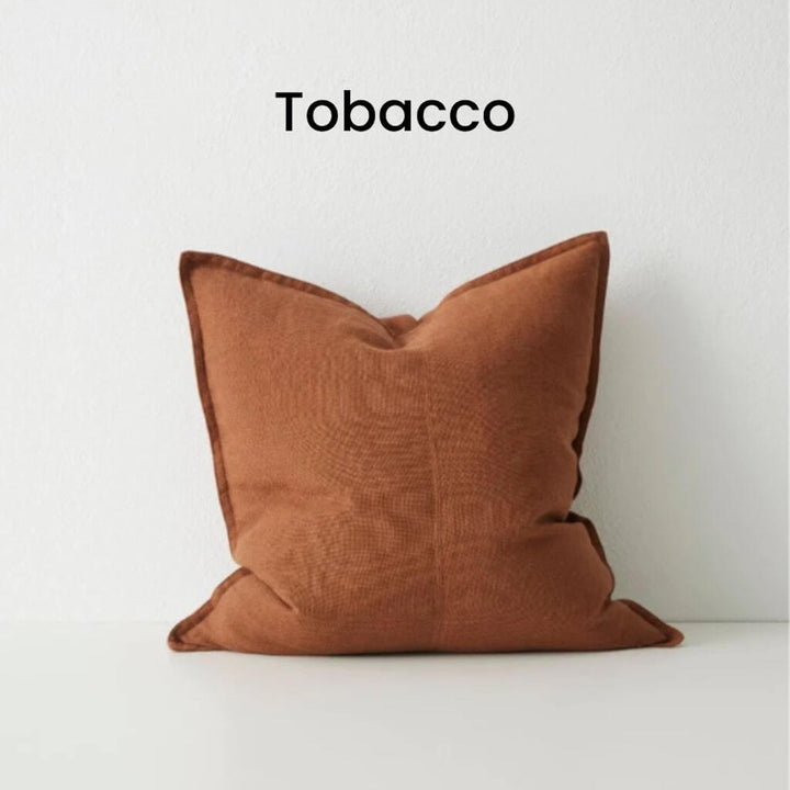 Como Tobacco Brown Square Linen Cushion 50cm Weave Cushions Covers Feather Inserts